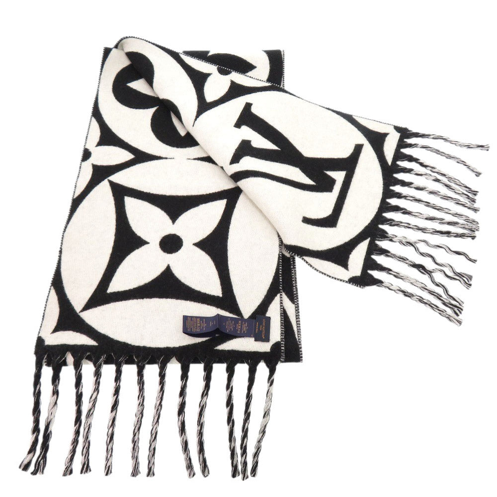 Louis Vuitton Scarf M79212 Flight Mode Medallion Wool Black Apparel