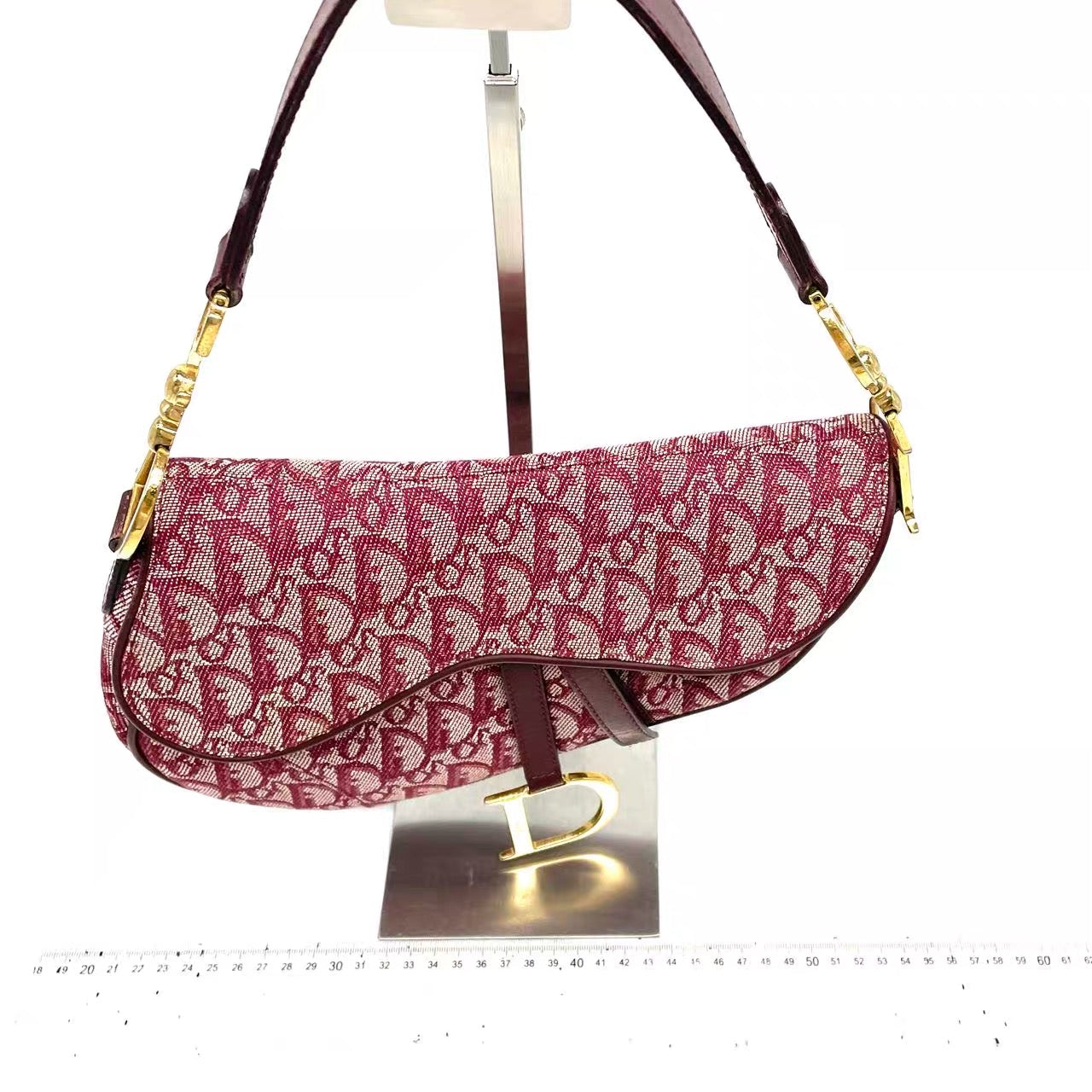 Dior Saddle Burgundy Oblique Shoulder Bag Monogram Red
