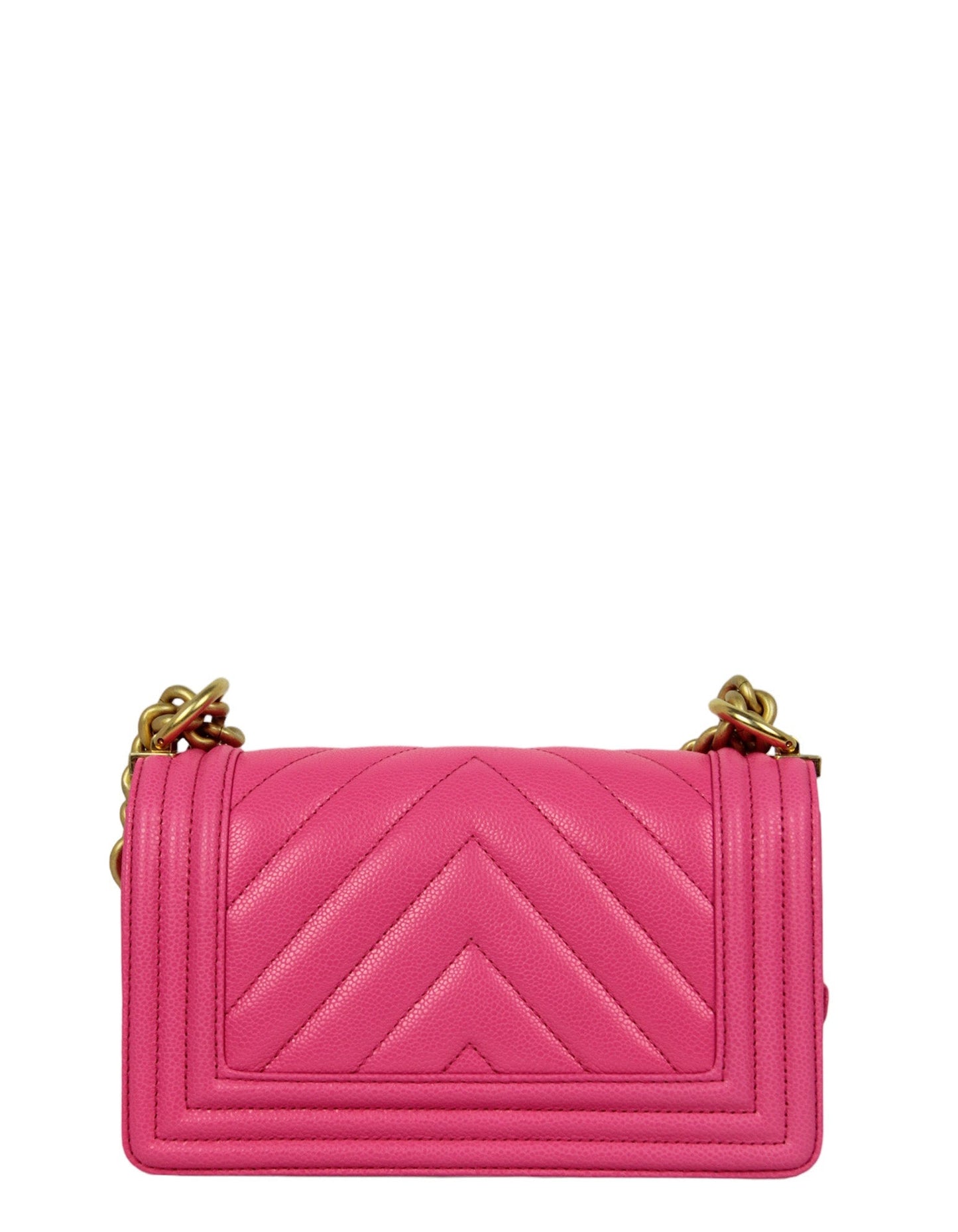 Chanel '24 Neon Pink Caviar Leather Small Boy Bag