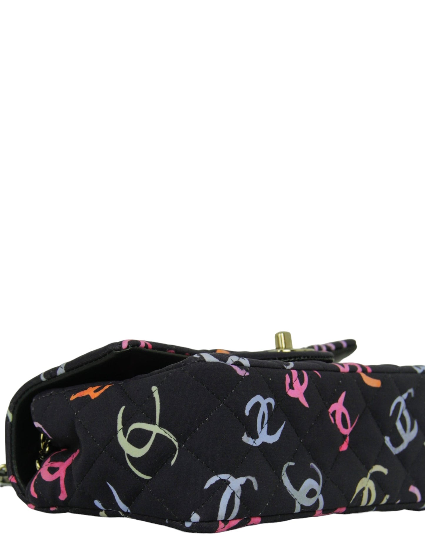 Chanel 2024 Navy CC Logo Printed Rectangular Mini Flap Bag
