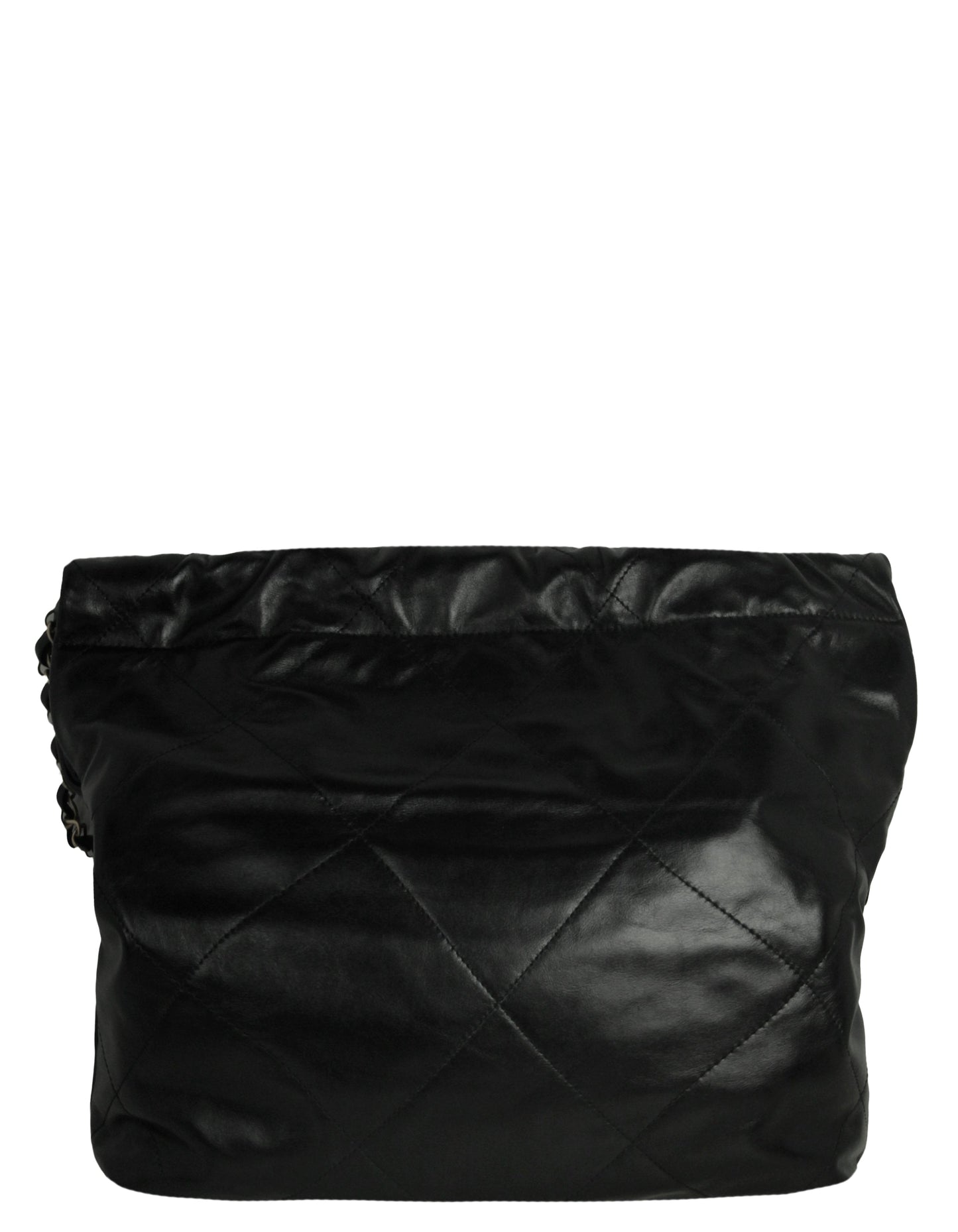 Chanel Black Shiny Calfskin Quilted Small 22 Tote Bag