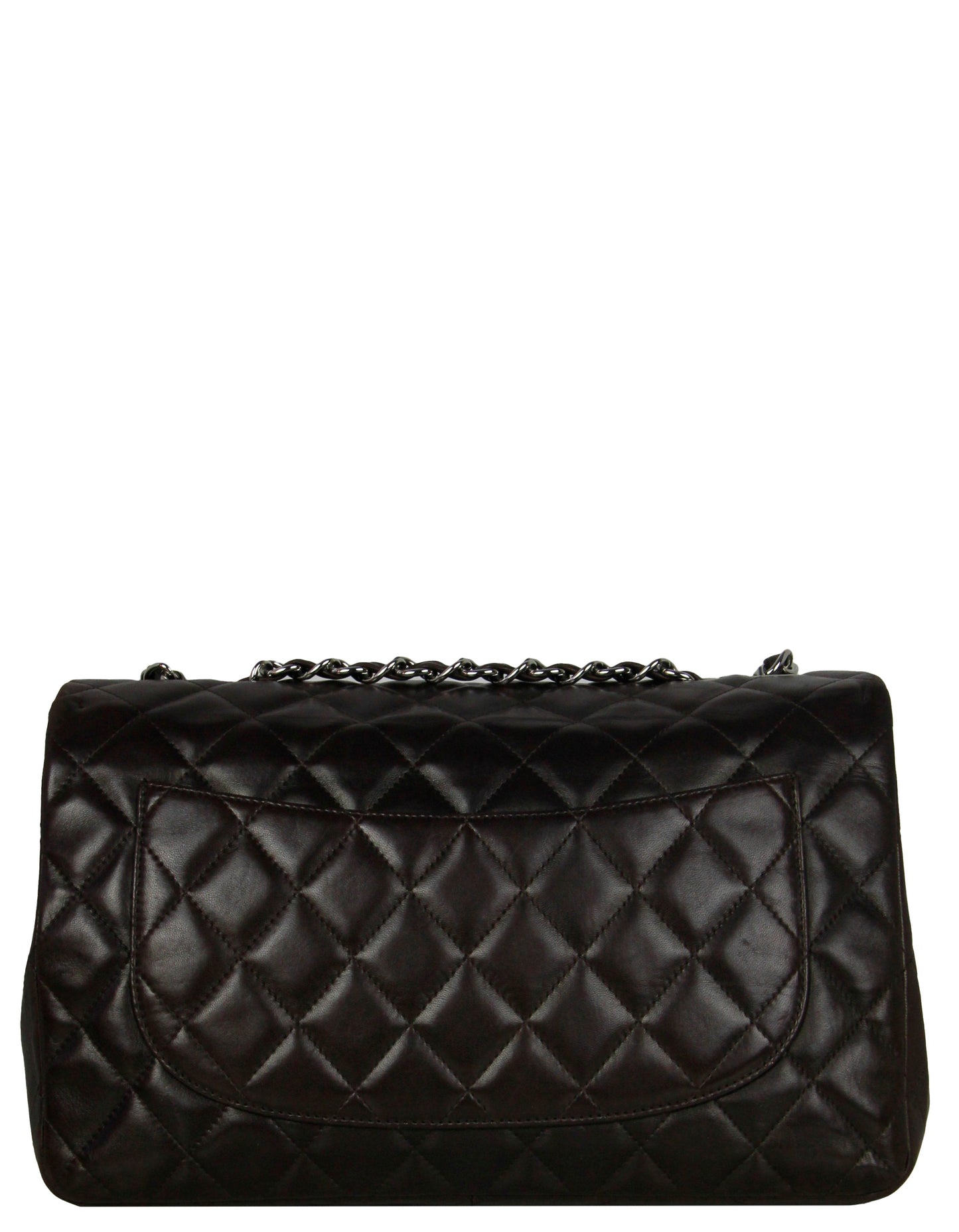 Brown Lambskin Quilted Single Flap Jumbo Classic Bag Signature