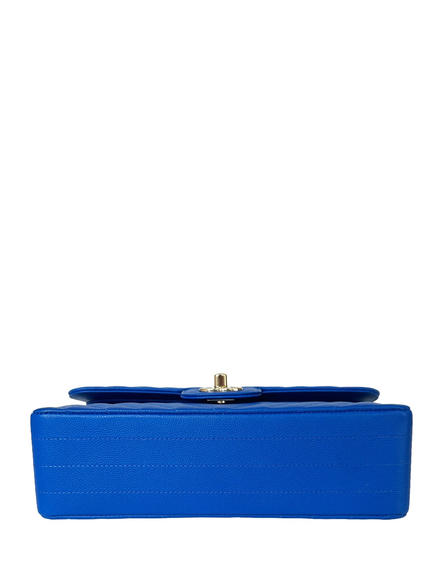 Chanel Blue Caviar Chevron Small Double Flap Bag