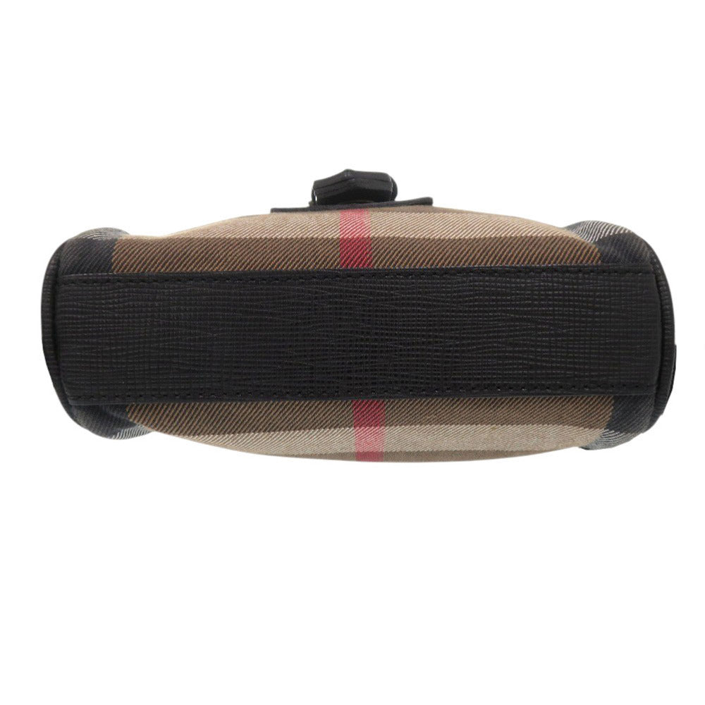 Burberry Shoulder Bag Mega Check Mens Leather Canvas Brown