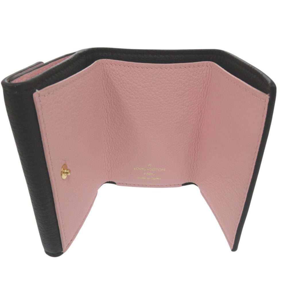 Louis Vuitton Tri-fold M80984 Compact Portefeuille Rock Leather Black Mini Logo Wallet Case