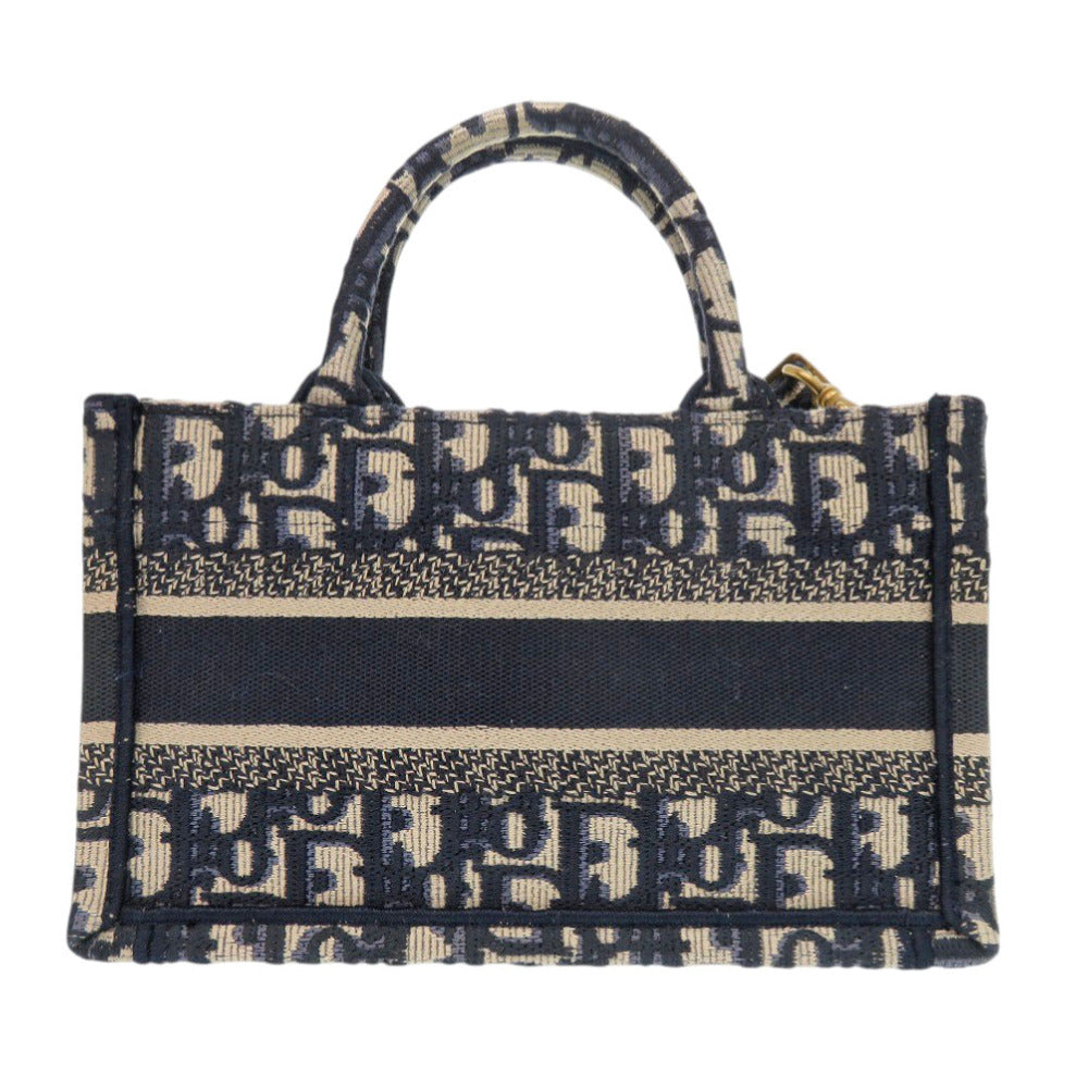 Dior Christian Handbag Navy Oblique Book Tote Canvas Mini Tote Bag
