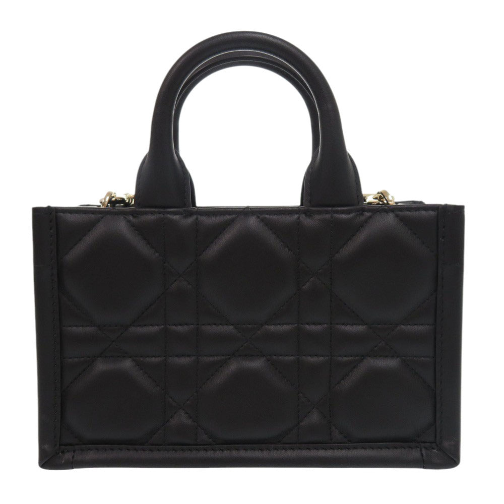 Dior Christian Handbag Calfskin Way Macrocannage Book Tote Black Mini Tote Bag