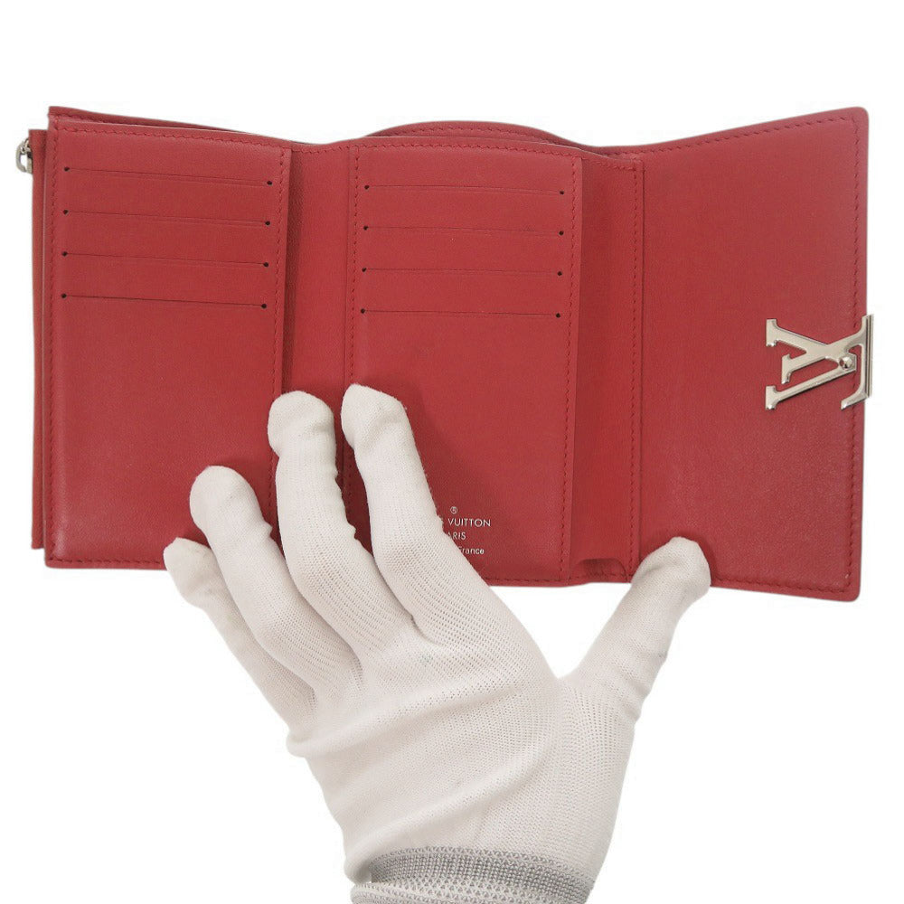 Louis Vuitton Tri-fold M62158 Portefeuille Capsino Compact Leather Red Wallet Case