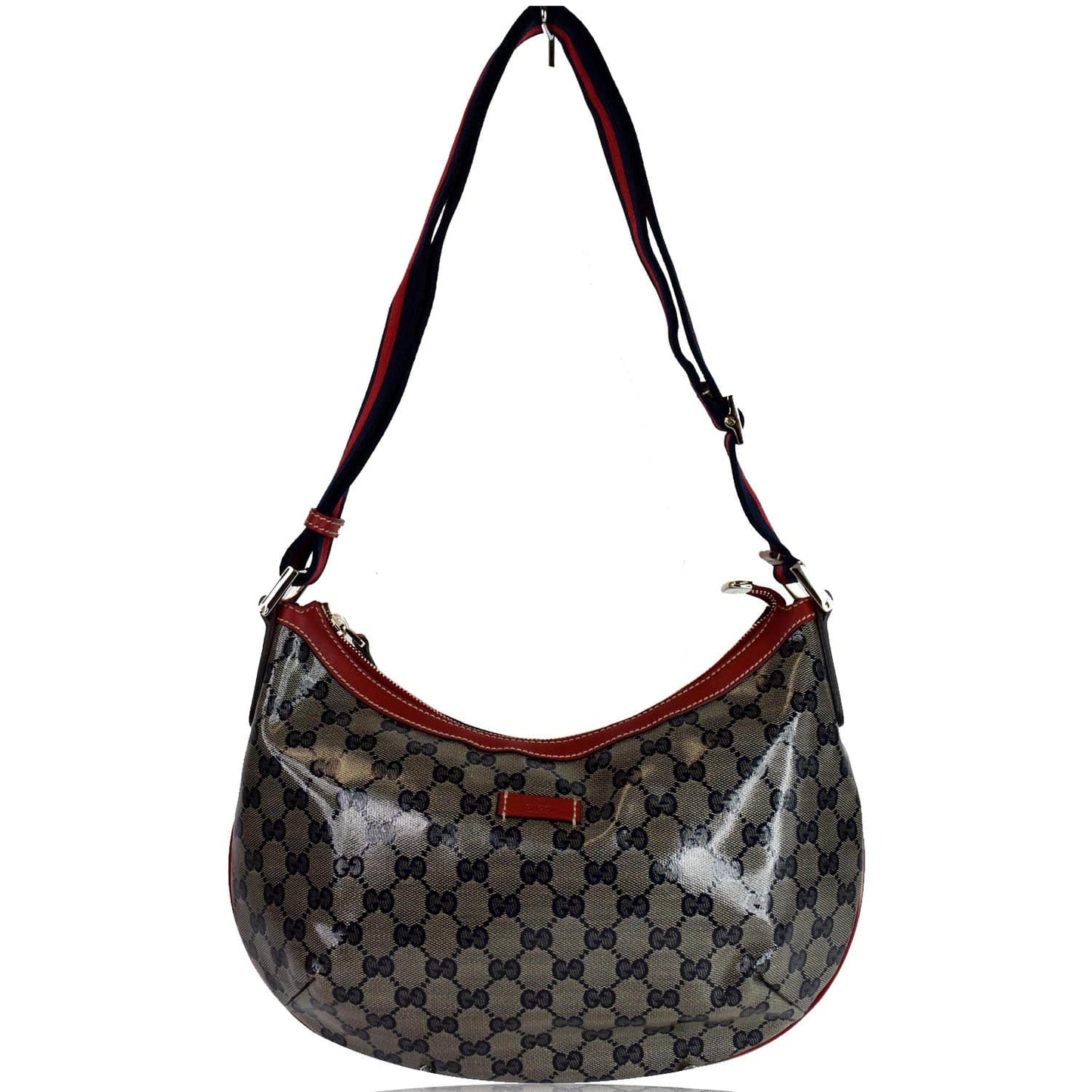 Gucci Web Messenger Bag Navy Canvas Red Crossbody Bag