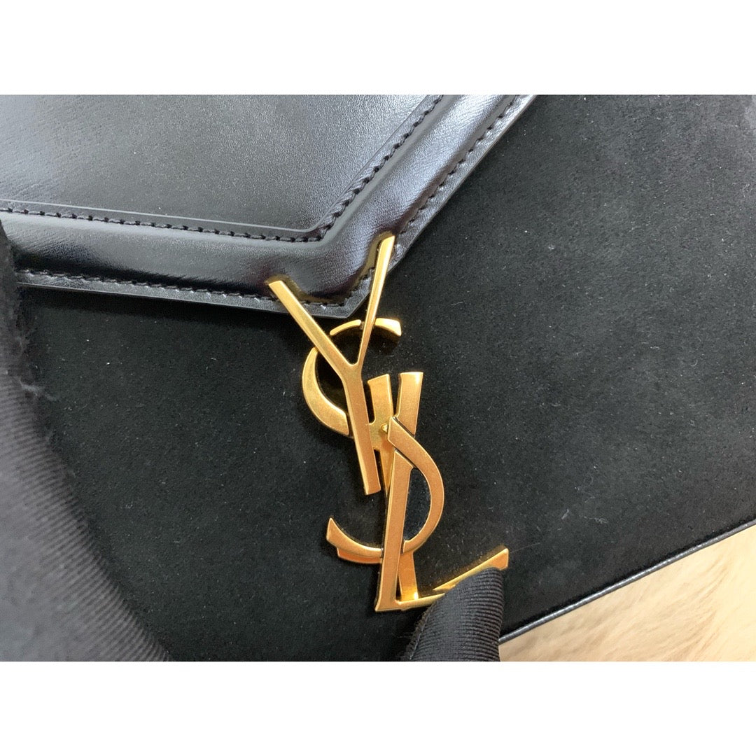 YSL Saint Laurent Cassandra Grain 9in 24.5cm Black Medium Top Handle Handbag 3
