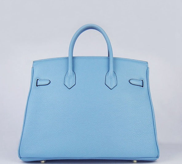 Hermes Luxury Birkin Cm Togo Handbags Light Golden Leather Blue Travel Bag