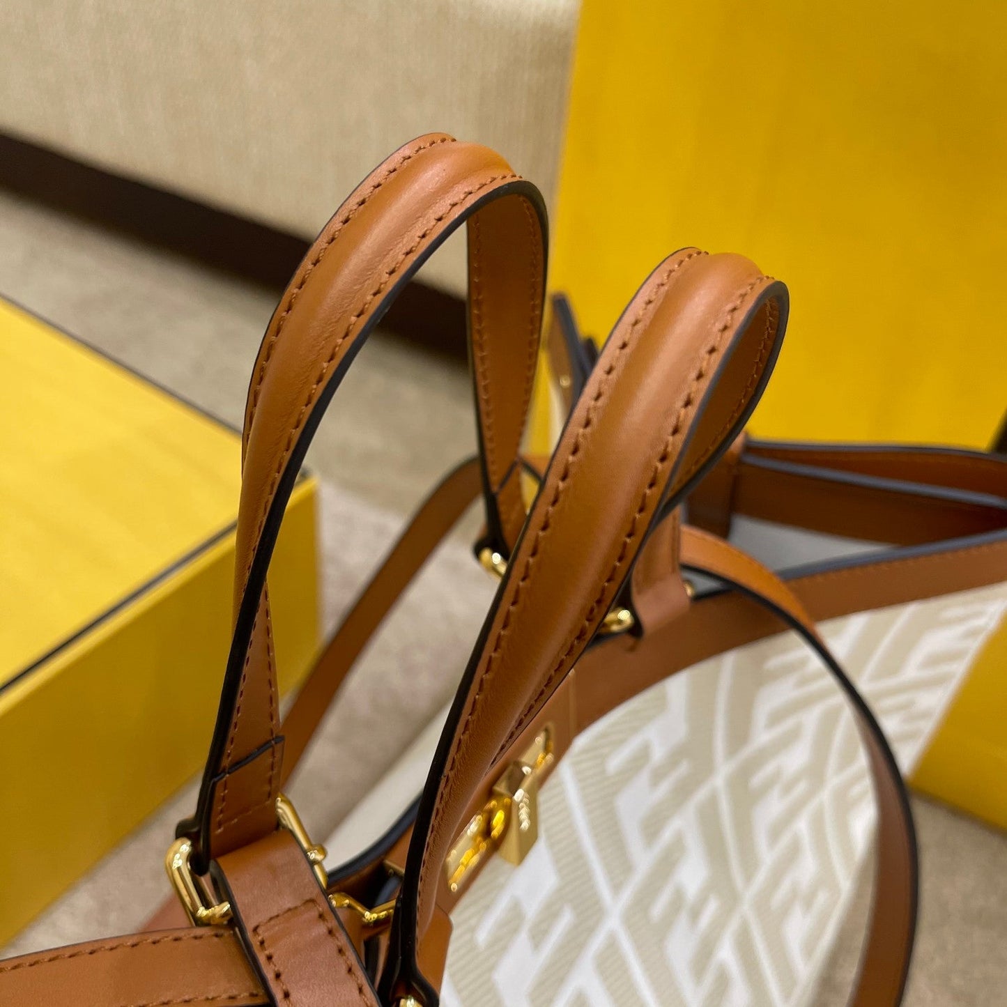 Fendi Ff Canvas White Shoulder Bag