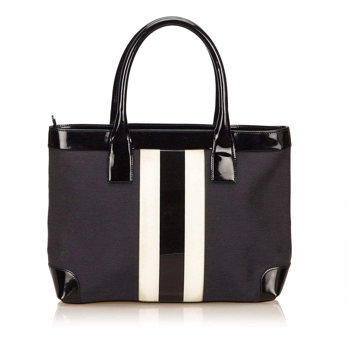 Gucci And Patent Striped Tote Bag Leather Canvas