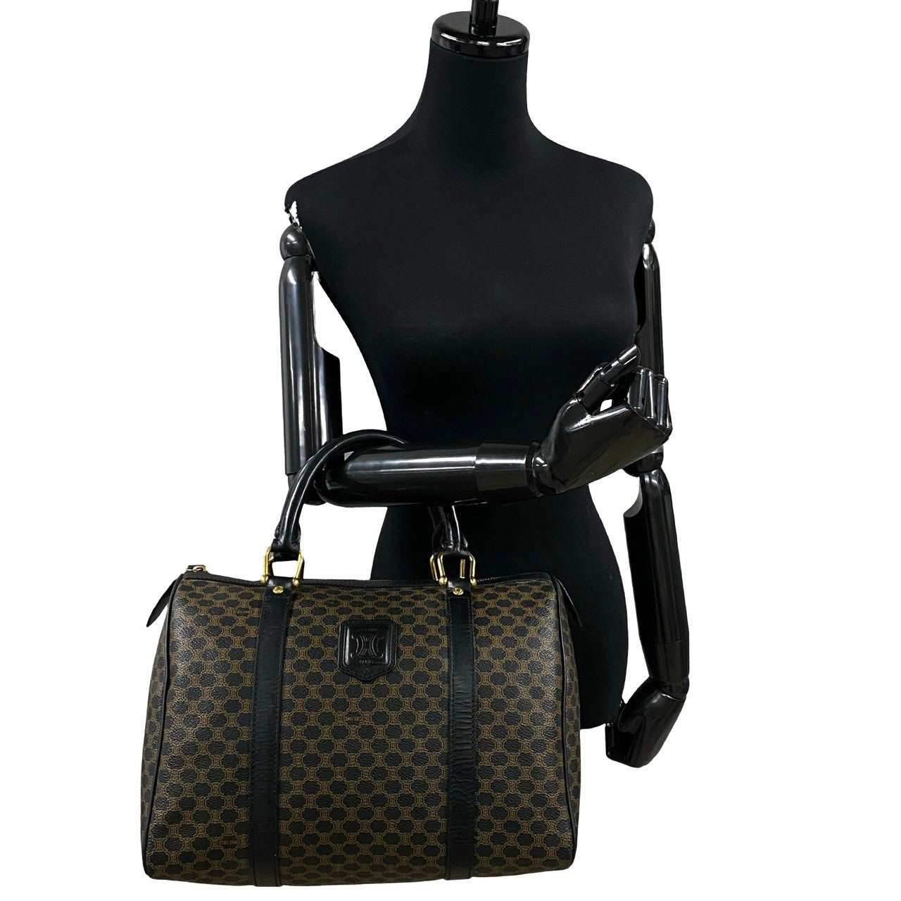 Pvc Macadam Blason Triomphe Women Leather Black Travel Bag