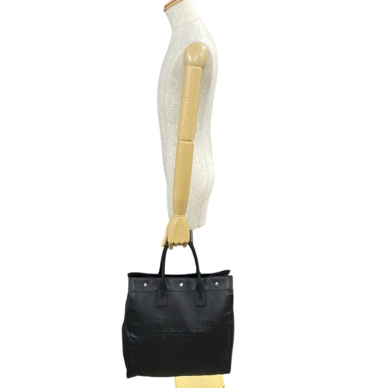 YSL Saint Laurent Yves Tote Bag Rive Gauche Women Leather Black