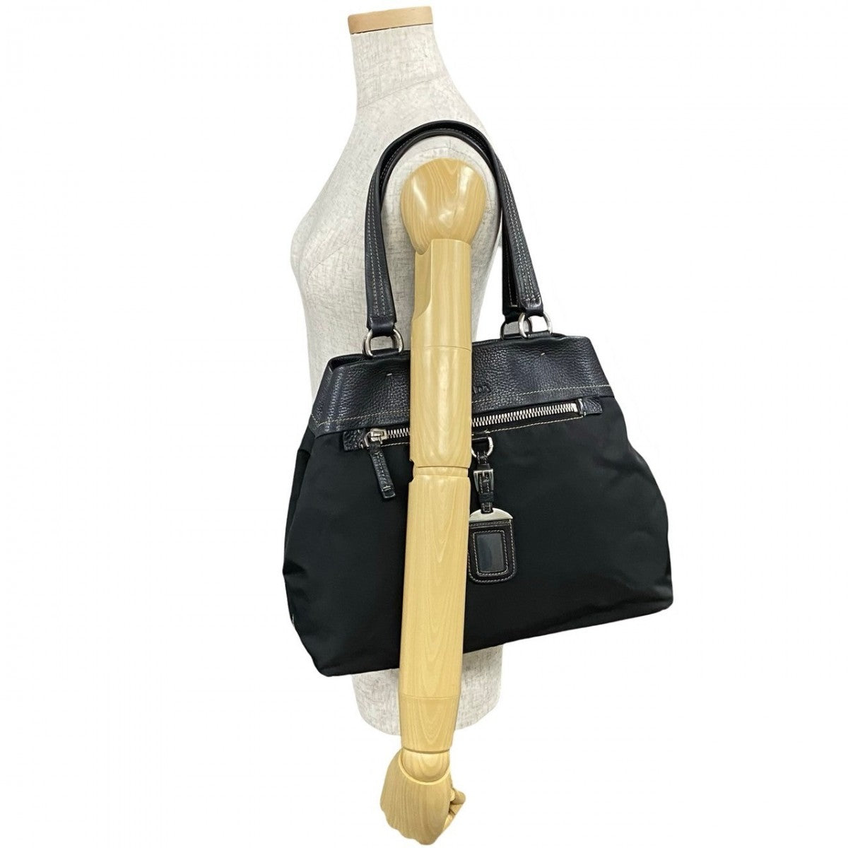 Tote Bag Metal Women Leather Black