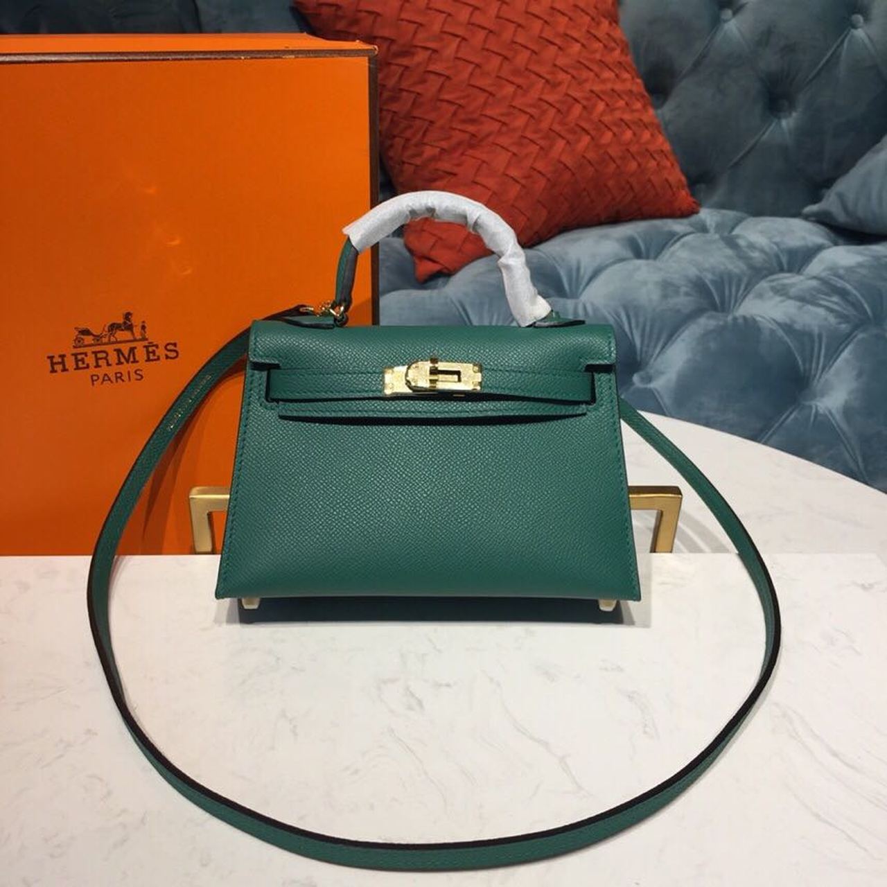 Top Quality Kelly Sellier Epsom Bag For Green Mini Shoulder Bag