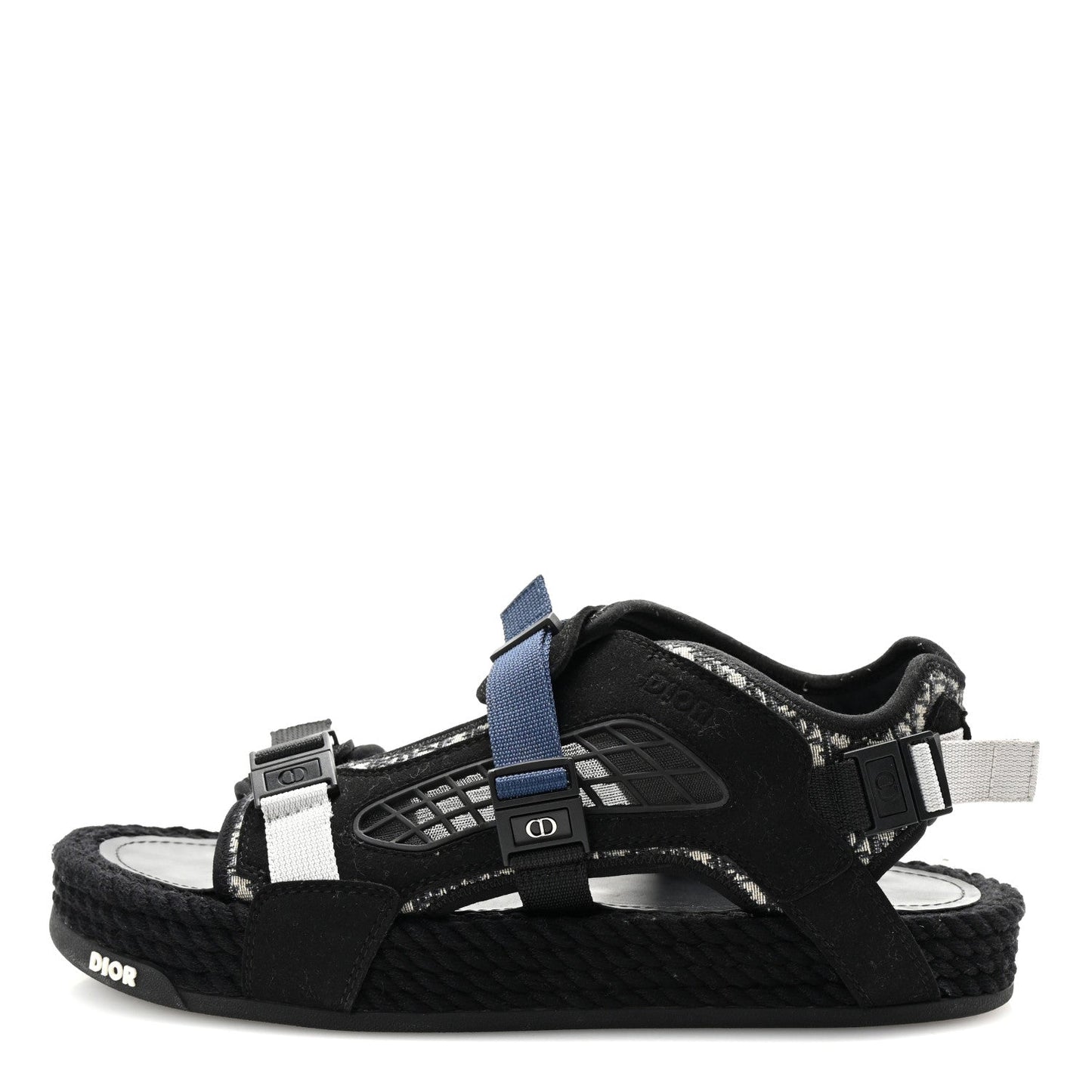 Dior Shoe Christian Technical Fabric Oblique Mens Atlas Sandals Black Blue Shoes