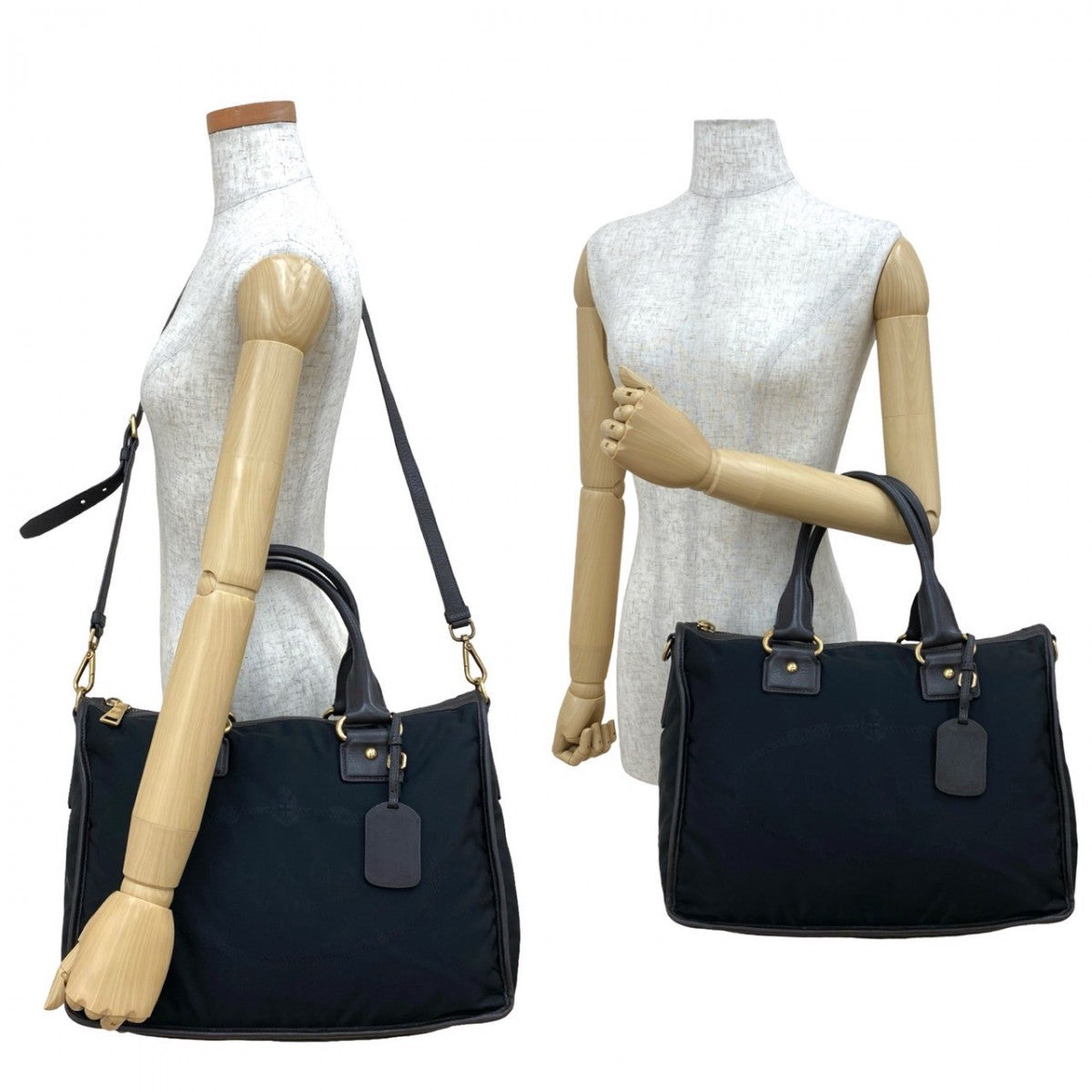 Shoulder Bag , Triangle Logo Metal Women Leather Nylon