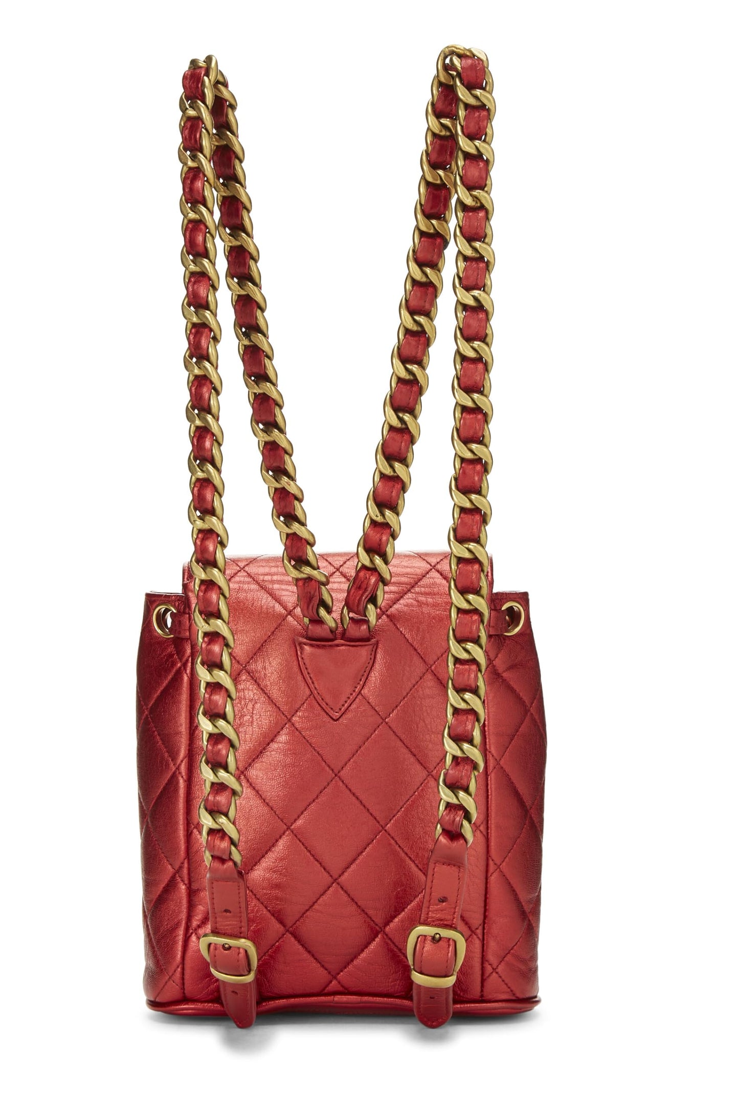 Chanel Red Metallic Leather Classic Backpack Mini, Red