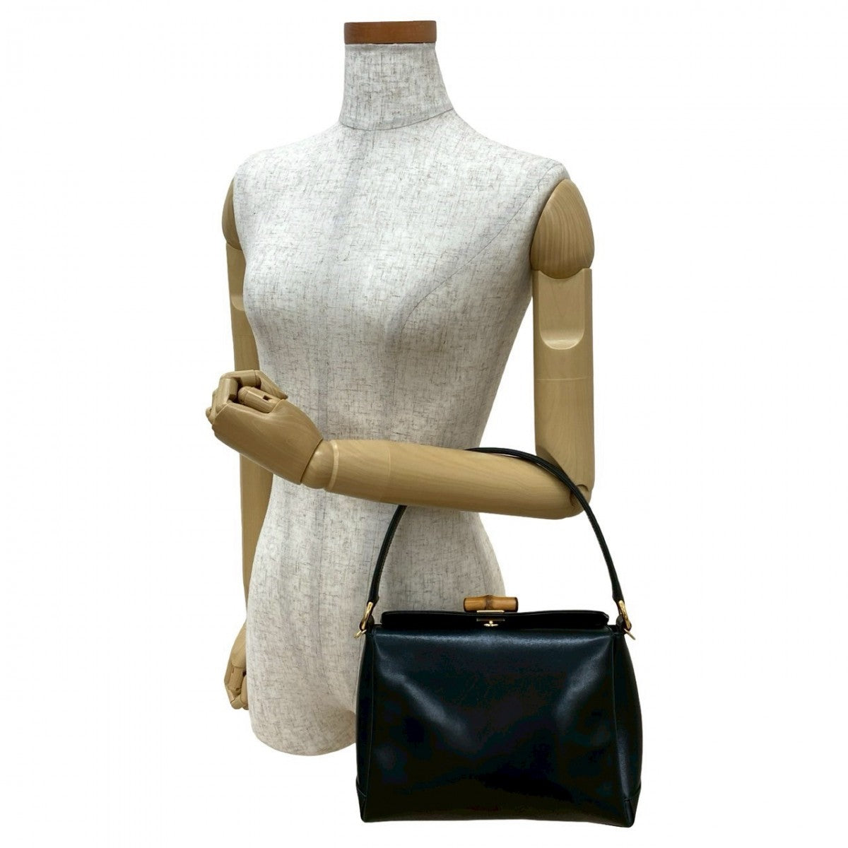 Gucci Bamboo Leather Black Handbag 824A824