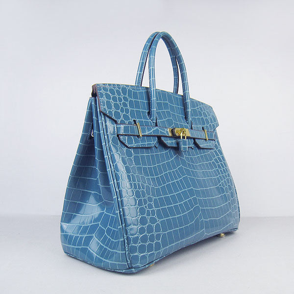 Hermes Luxury Birkin Crocodile Bag Blue Travel Bag