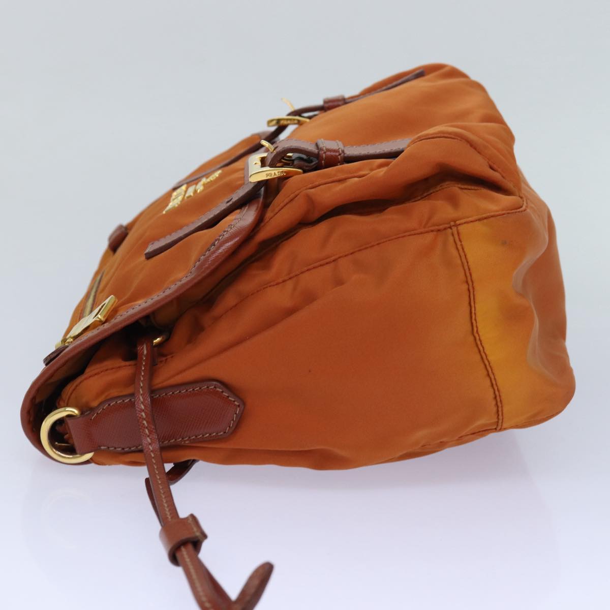 Prada Shoulder Bag Auth Nylon Orange Orange Auth 83488