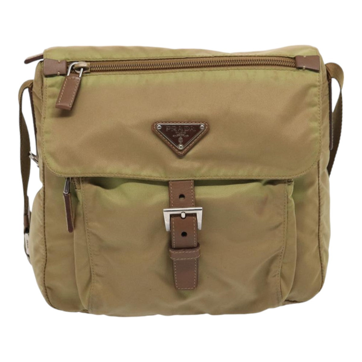 Prada Shoulder Bag Auth Nylon Beige Beige Auth 83490