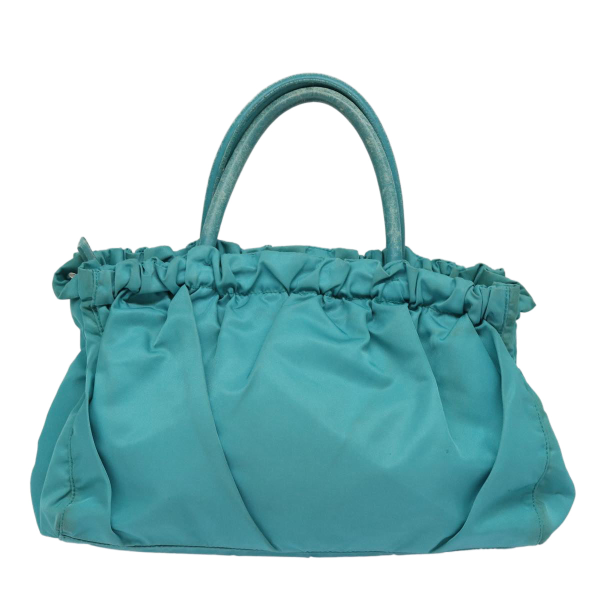 Prada Hand Bag 2Way Turquoise Auth Nylon Blue Travel Bag