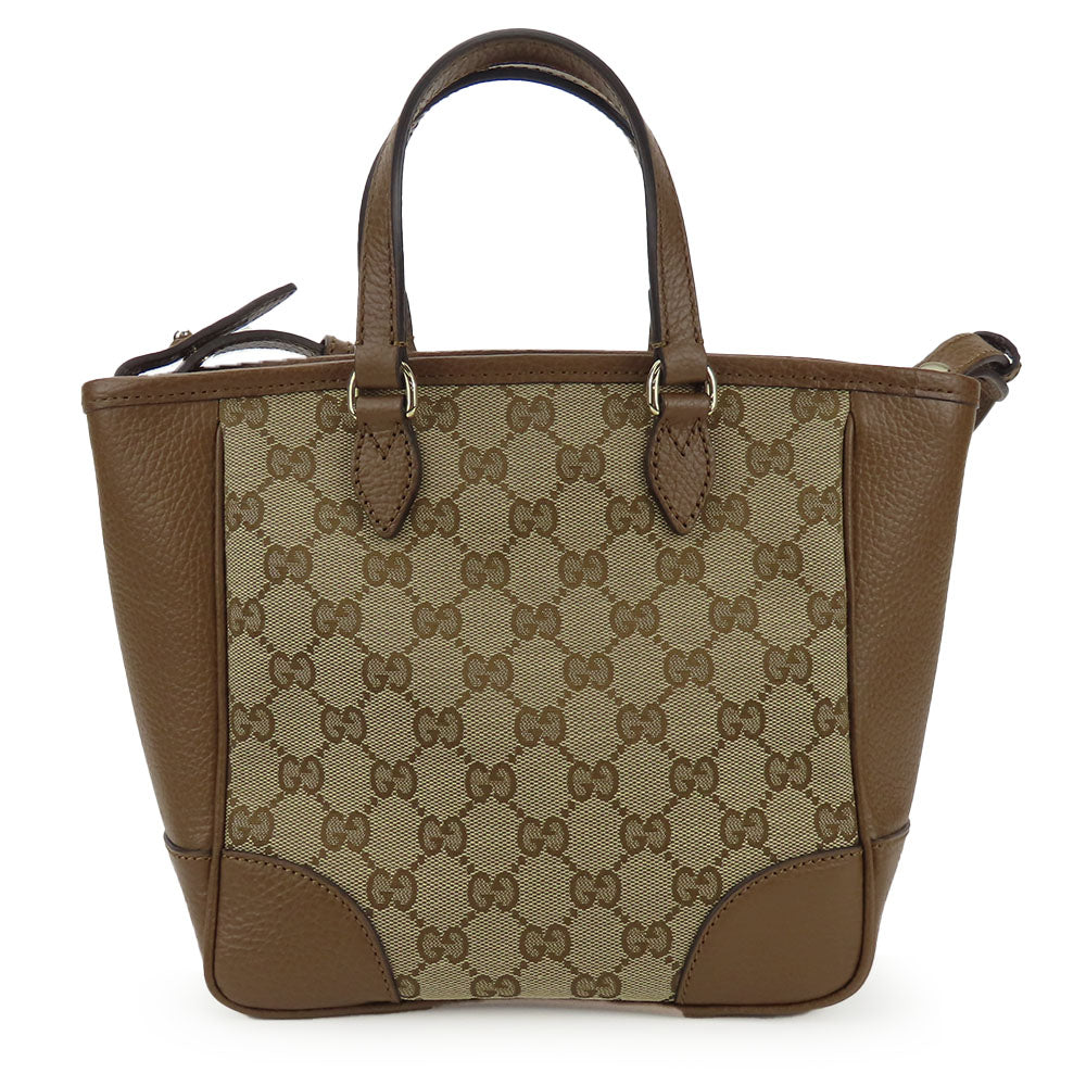 Gucci 2Way Handbag Leather Canvas Travel Bag