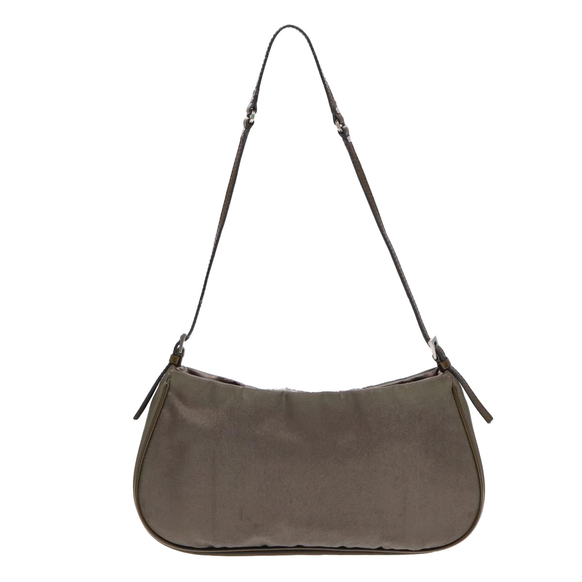Prada Accessory Pouch Khaki Auth Luxury Handbag Nylon Silver Clutch Bag