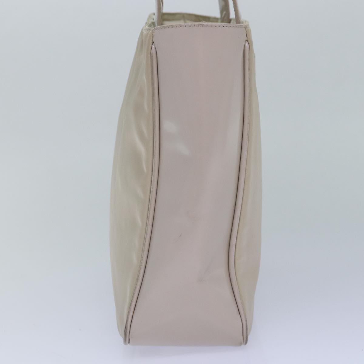 Prada Tote Bag Enamel Auth Nylon White Silver