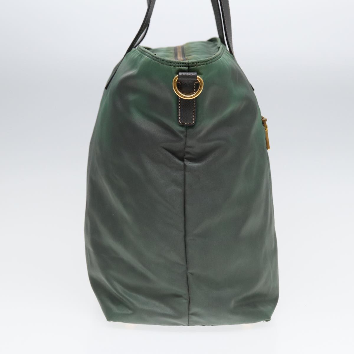 Prada Tote Bag Khaki Auth Nylon Gold
