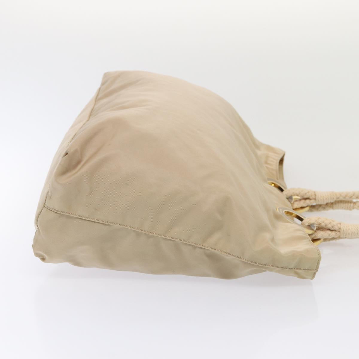 Prada Tote Bag Auth Nylon Beige Gold