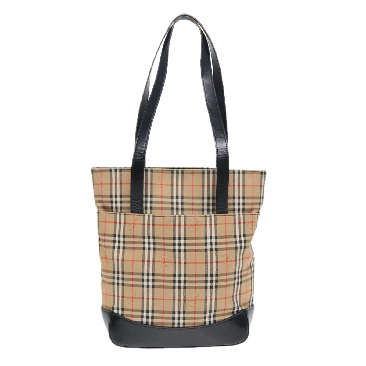 Burberry Luxury ss Nova Check Tote Bag Auth Leather Canvas Black