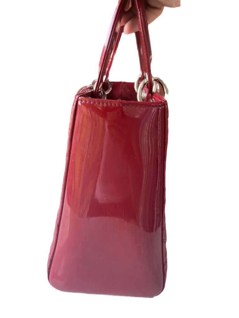 Dior Lady Bag Patent Sku Leather Red Travel Bag