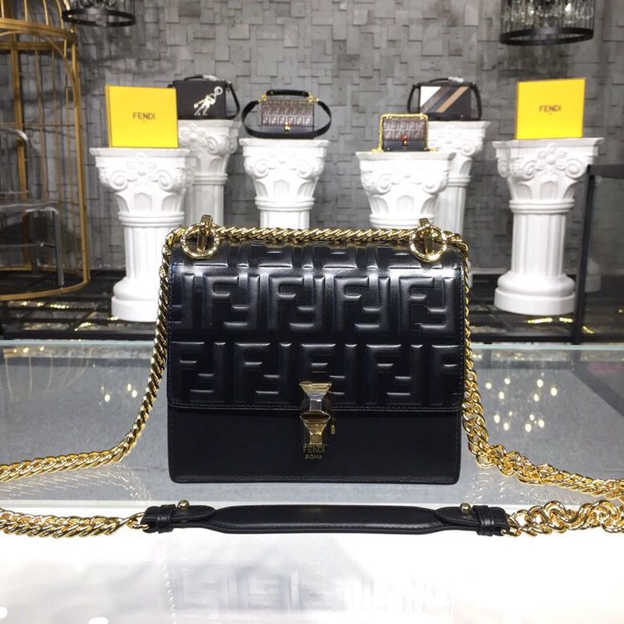 Fi Ff Logo Kan Bag With Toned Black Gold Travel Bag