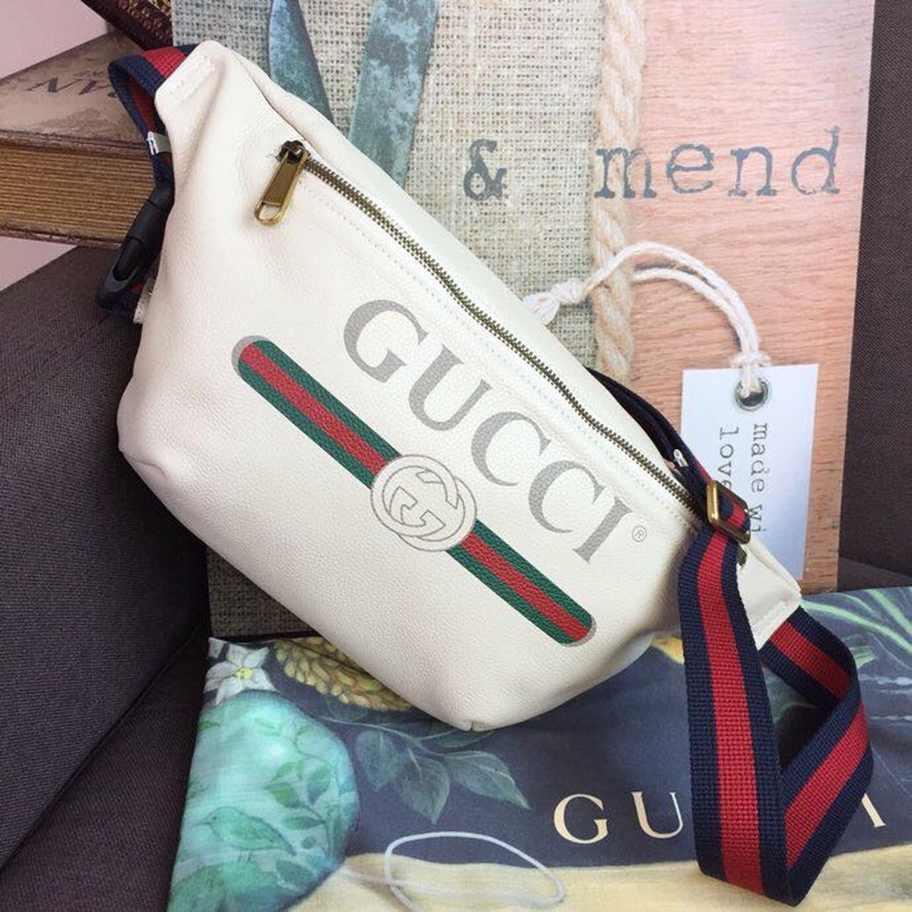 gg Print Waist Belt Men White Accessory 3