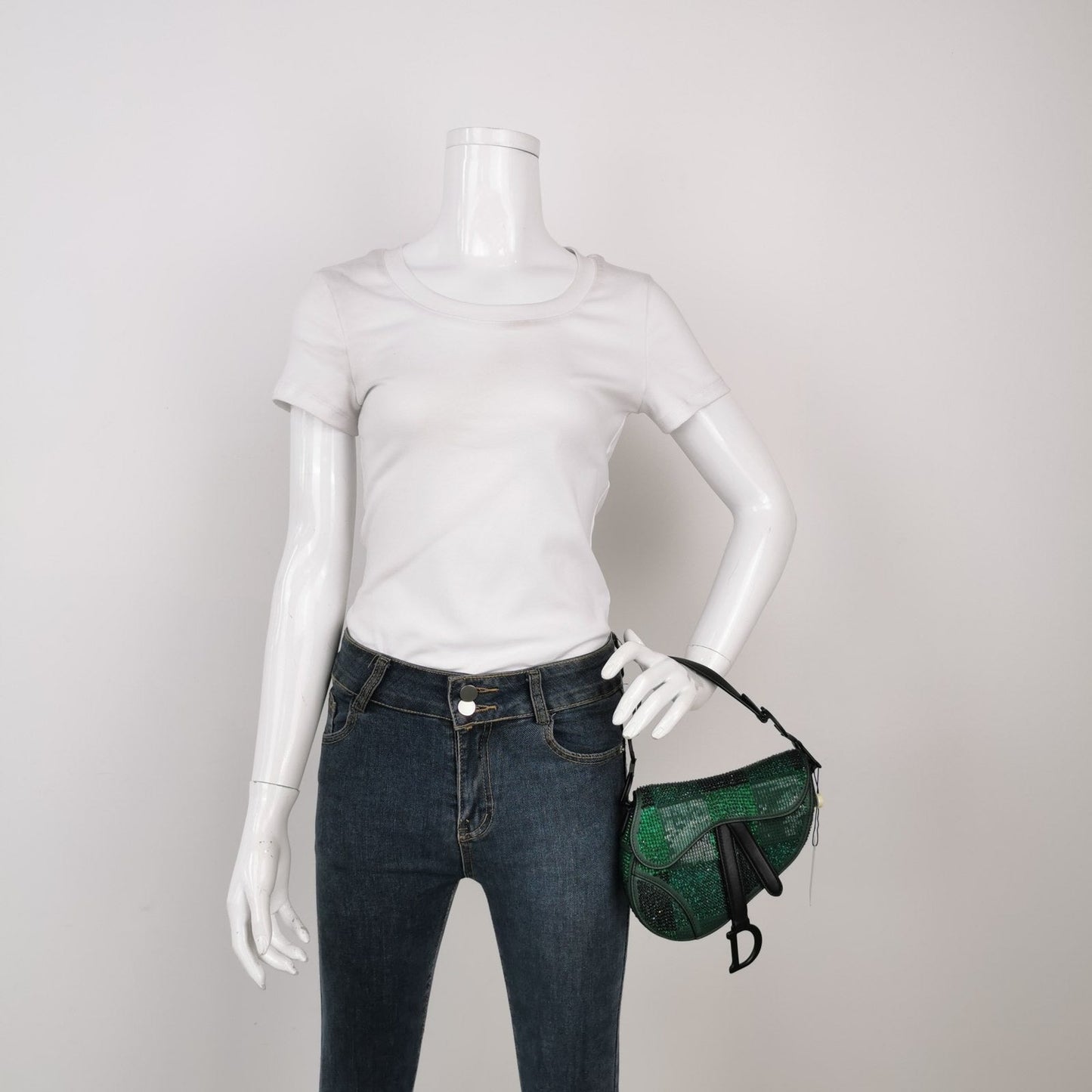 Dior Saddle And Beaded Shoulder Bag Black Green