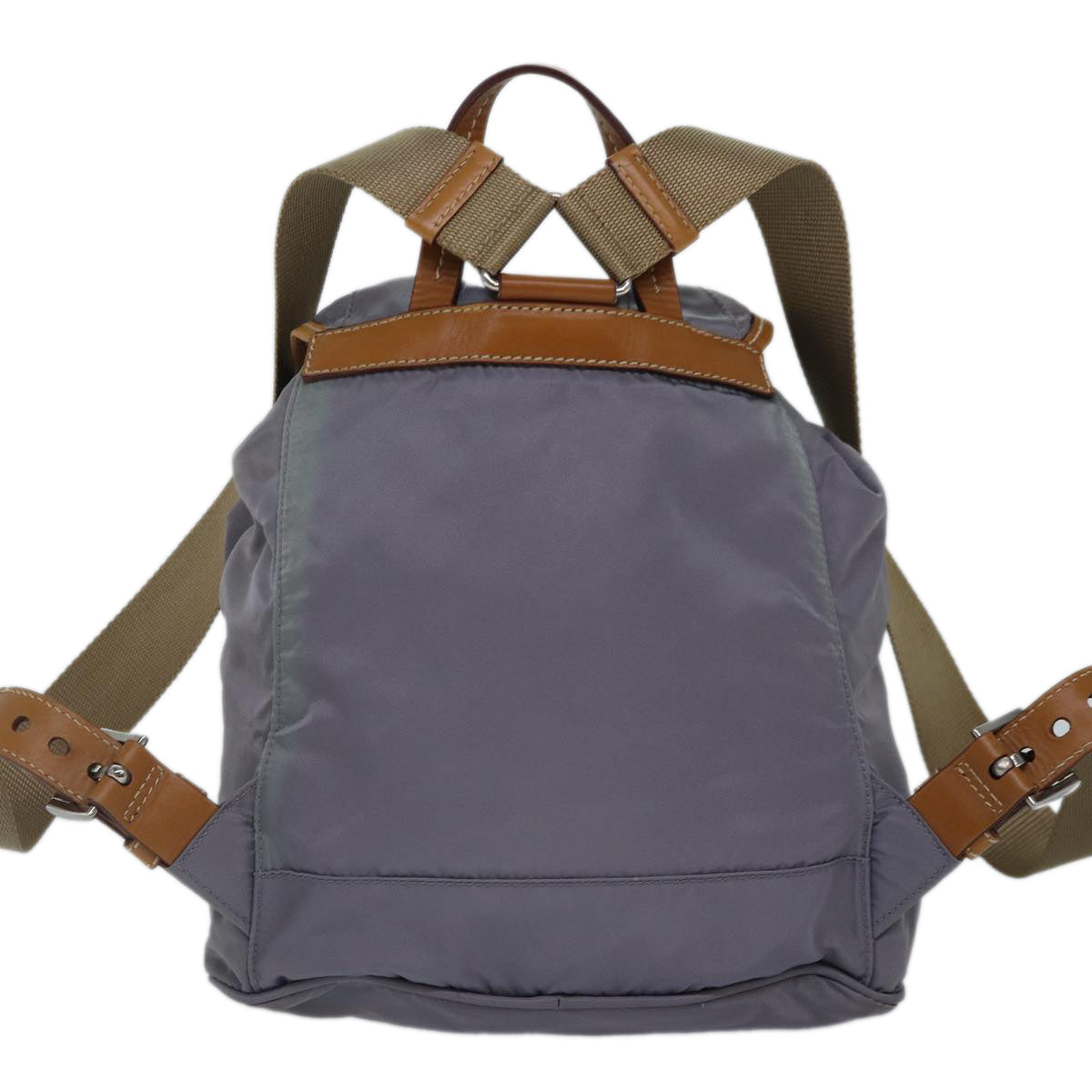 Prada Backpack Auth Leather Nylon Silver