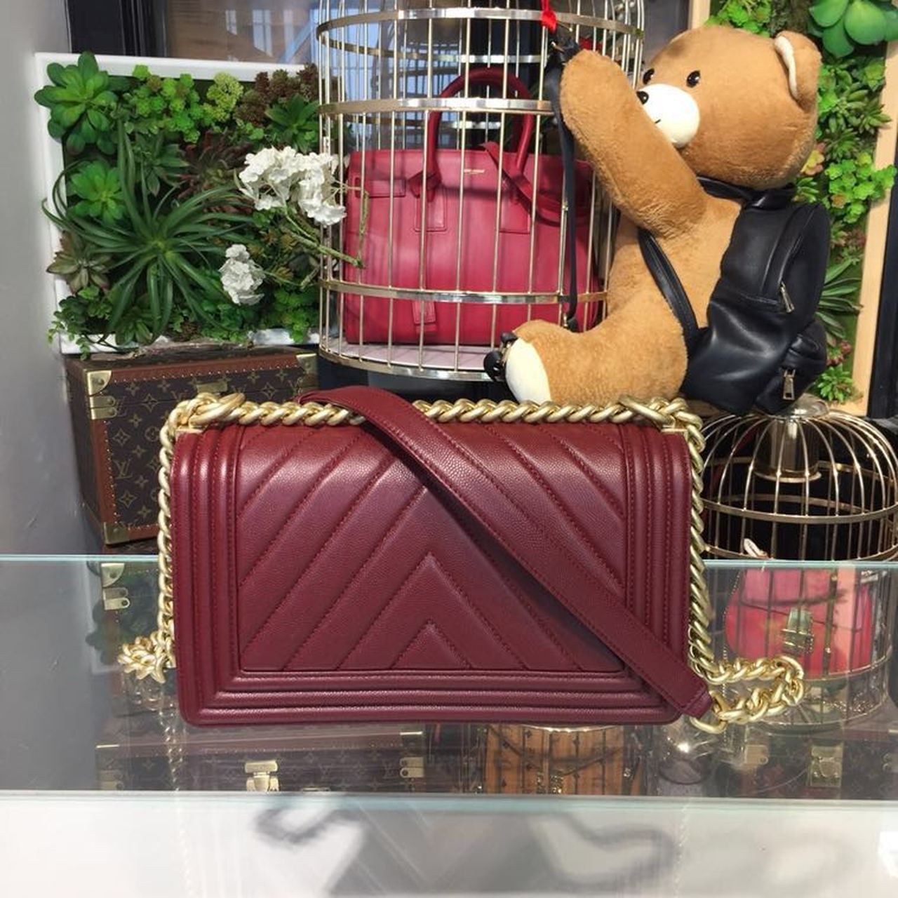 CHL Boy Toned Hardware Burgundy Gold Crossbody Bag