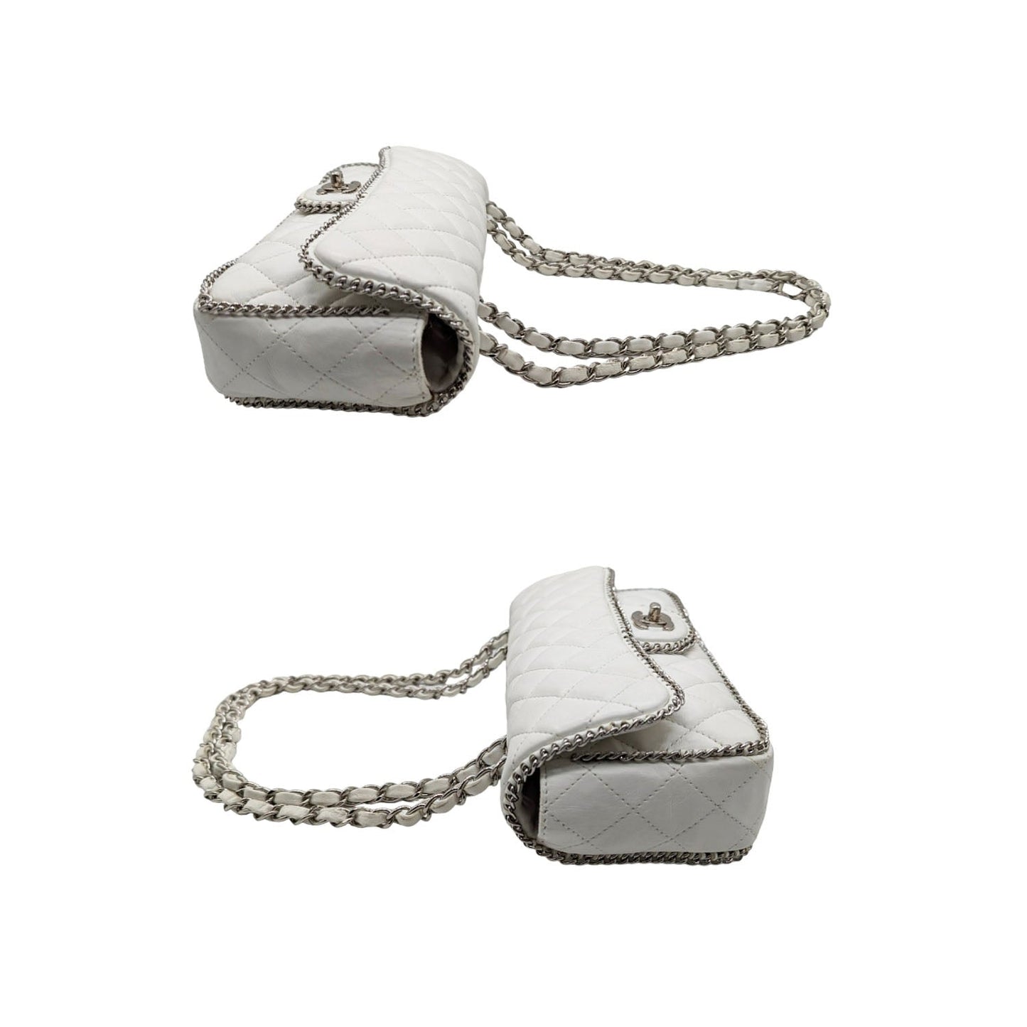 Chanel White Quilted Madison East-West Chain Flap Bag