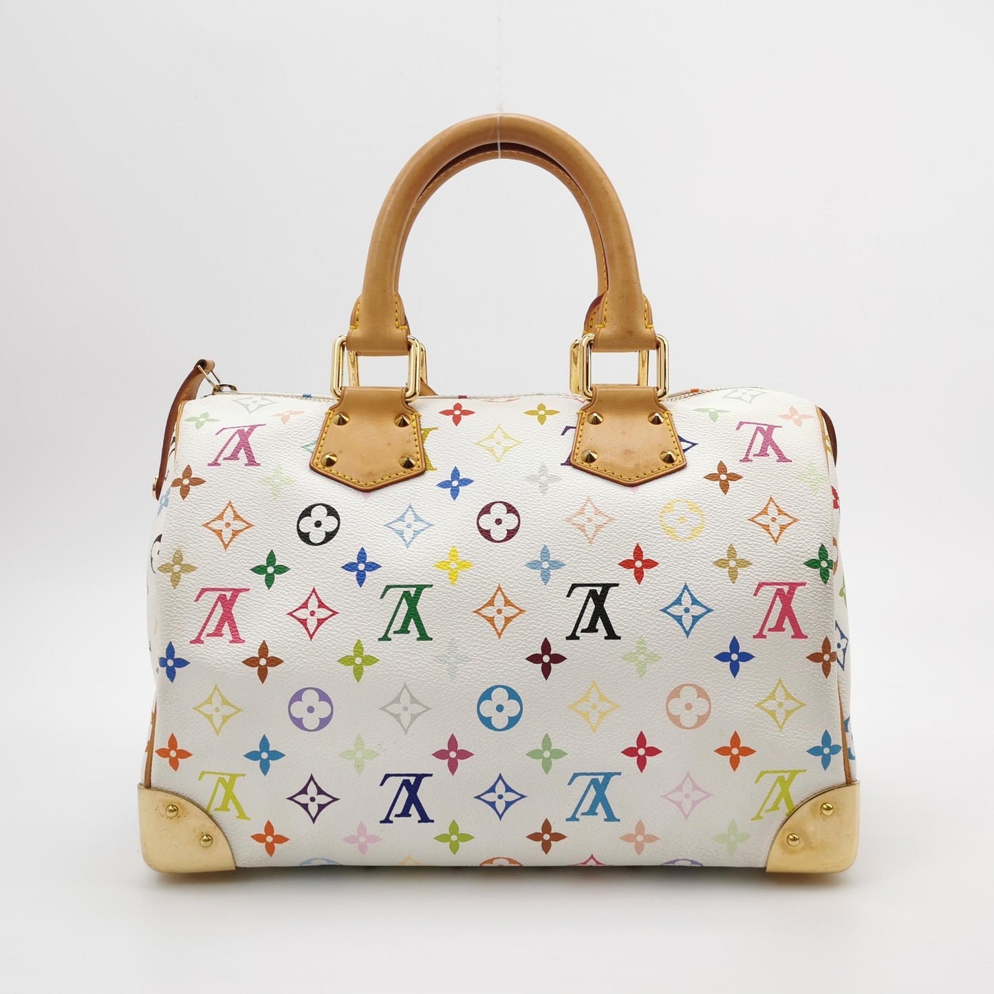 Louis Vuitton x Takashi Murakami Speedy 30 Lock Multicolor White Handbag Multicolor 16