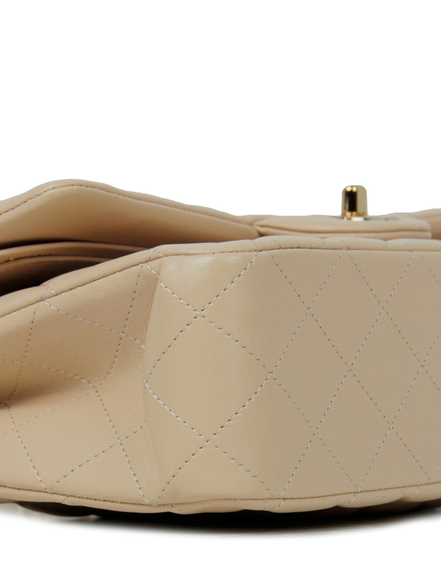 Chanel Beige Lambskin Medium Double Flap GHW Bag