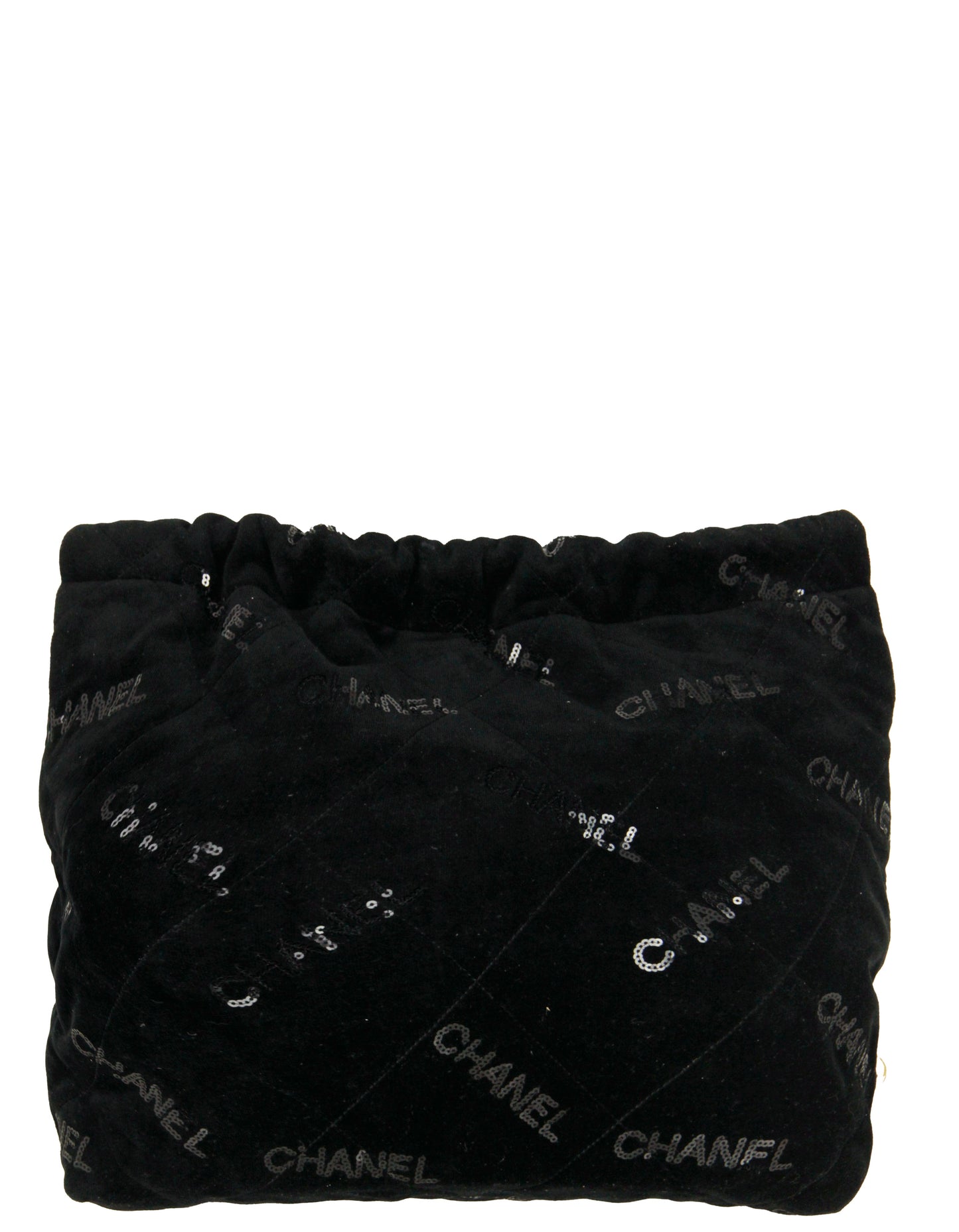 Chanel Black Velvet Sequins 22 Tote Bag
