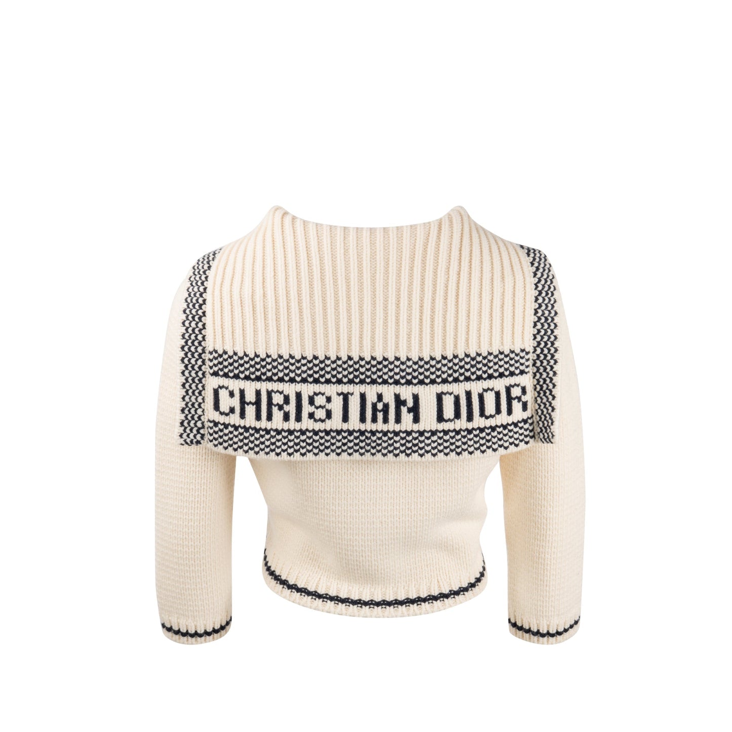 Dior Size Marineiere Cardigan Virgin Wool Cashmere Handbag Beige Travel Bag