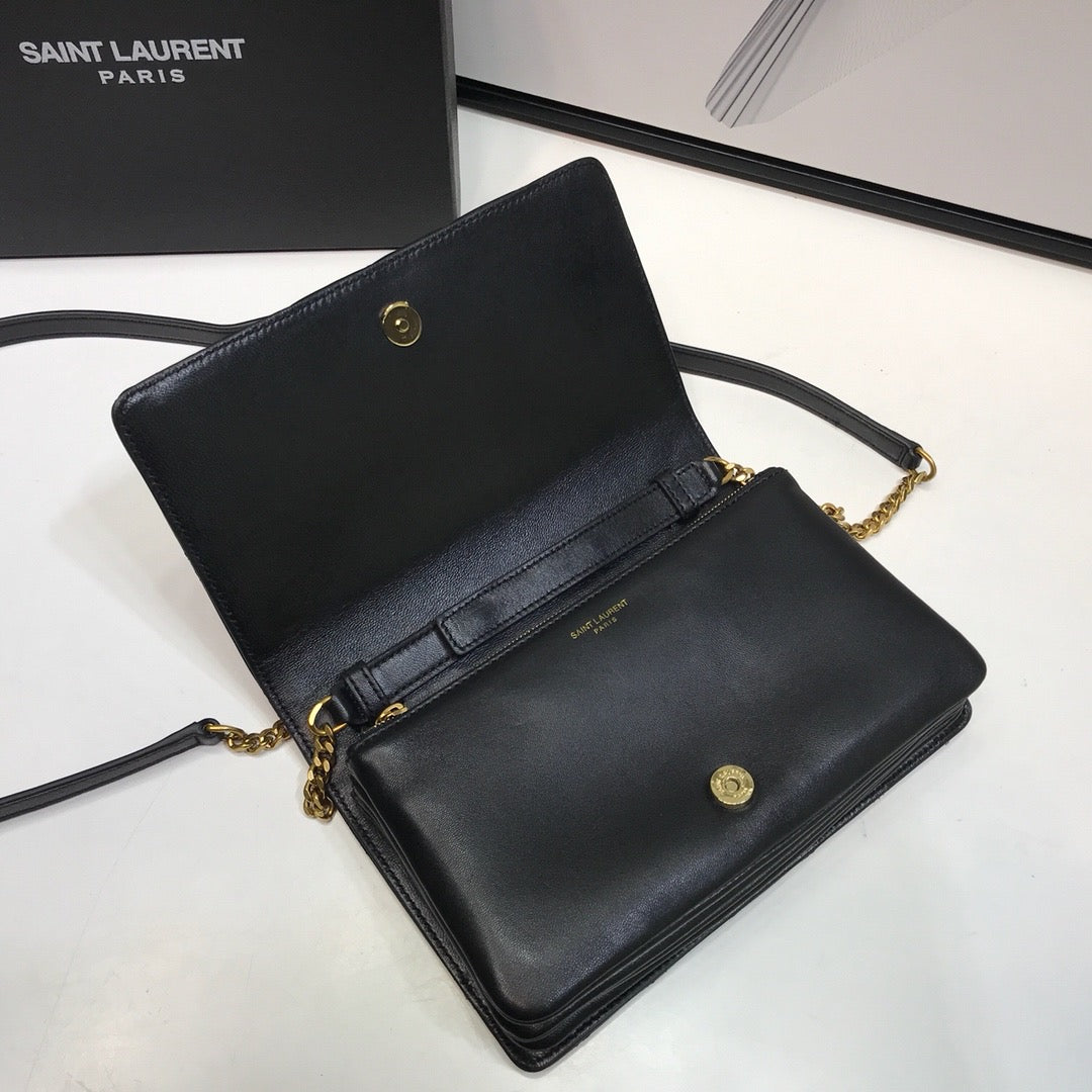 YSL Saint Laurent Ysl Saint Laurent Angie Patent Handbag Black For Travel Bag
