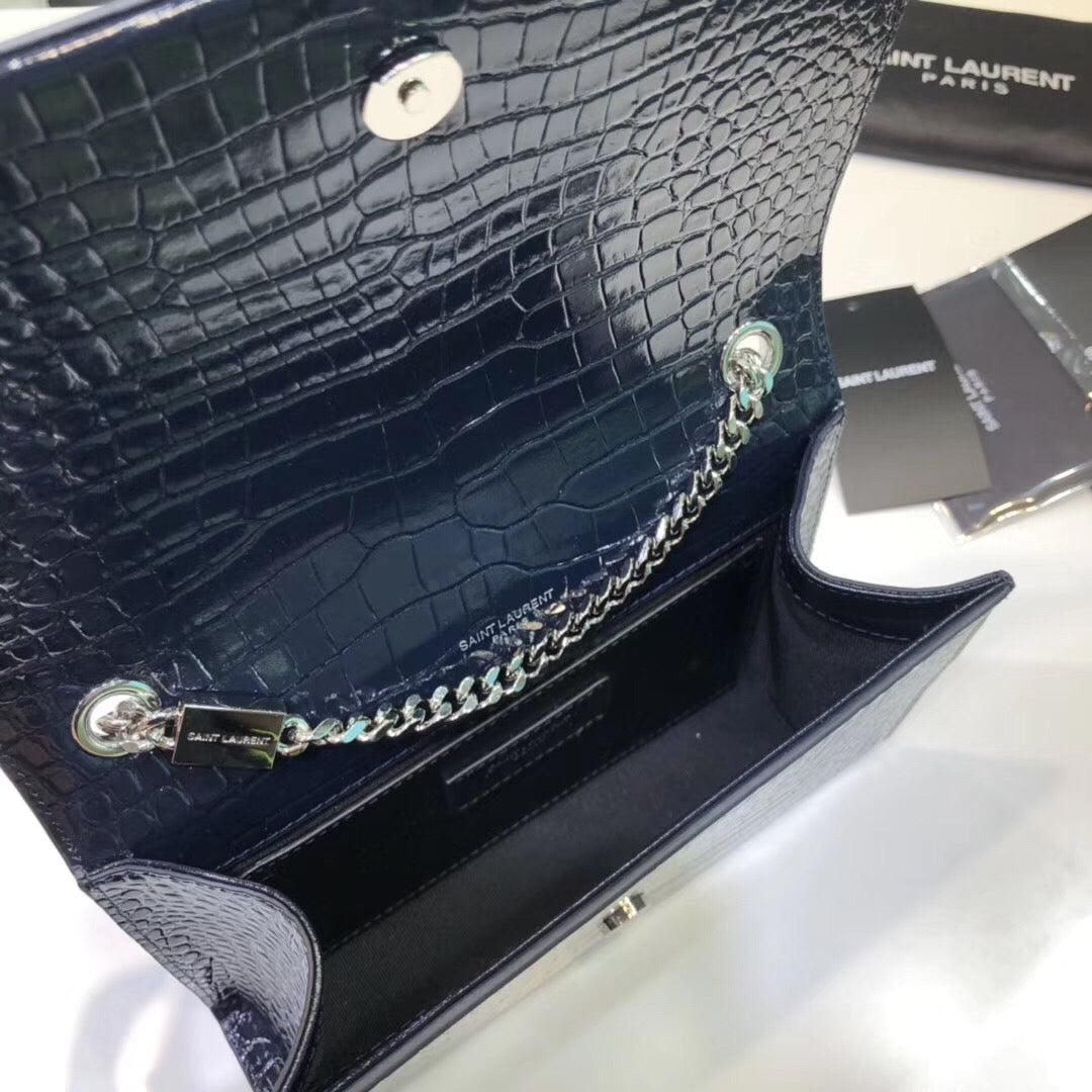 YSL Saint Laurent Kate Tassel Embossed 7.8in 20cm Black Small Chain Handbag Ysl 474366Dnd0N1000