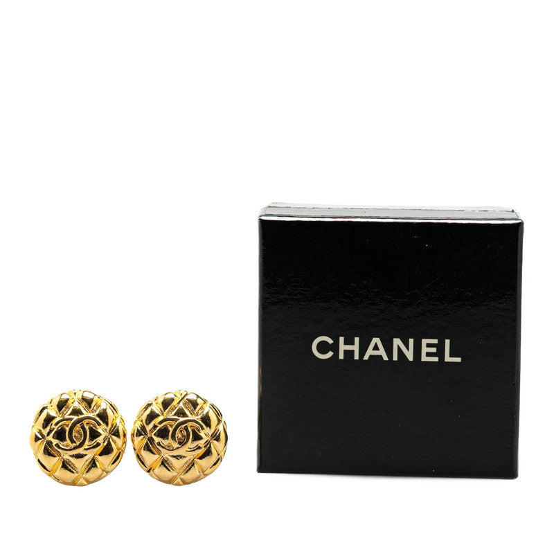 Chanel Gold Plated Coco Mark Matelasse Earrings Jewelry