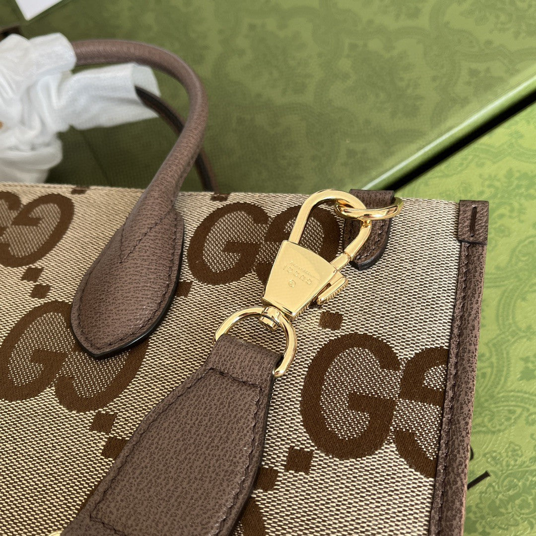 gg Jumbo Camel Ebony Jumbo Canvas Tote Bag